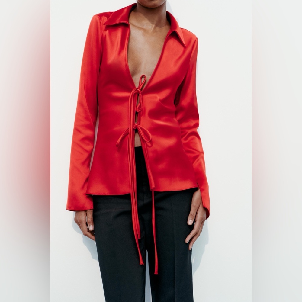 Zara Front Tie Blouse Top